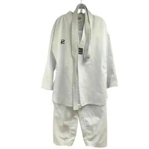 GENESIS TAEKWONDO WHITE V NECK SPLIT HEMLINE TOO W/BELT ELASTIC WAIST PANT 4/180